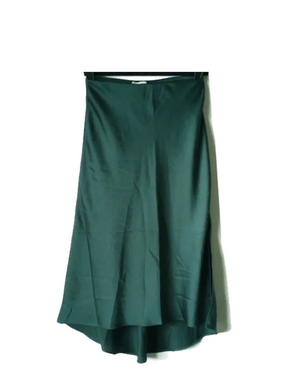 Abercrombie & Fitch Satin A-Line Flare High Low Midi Skirt XXSP Green Side Slit